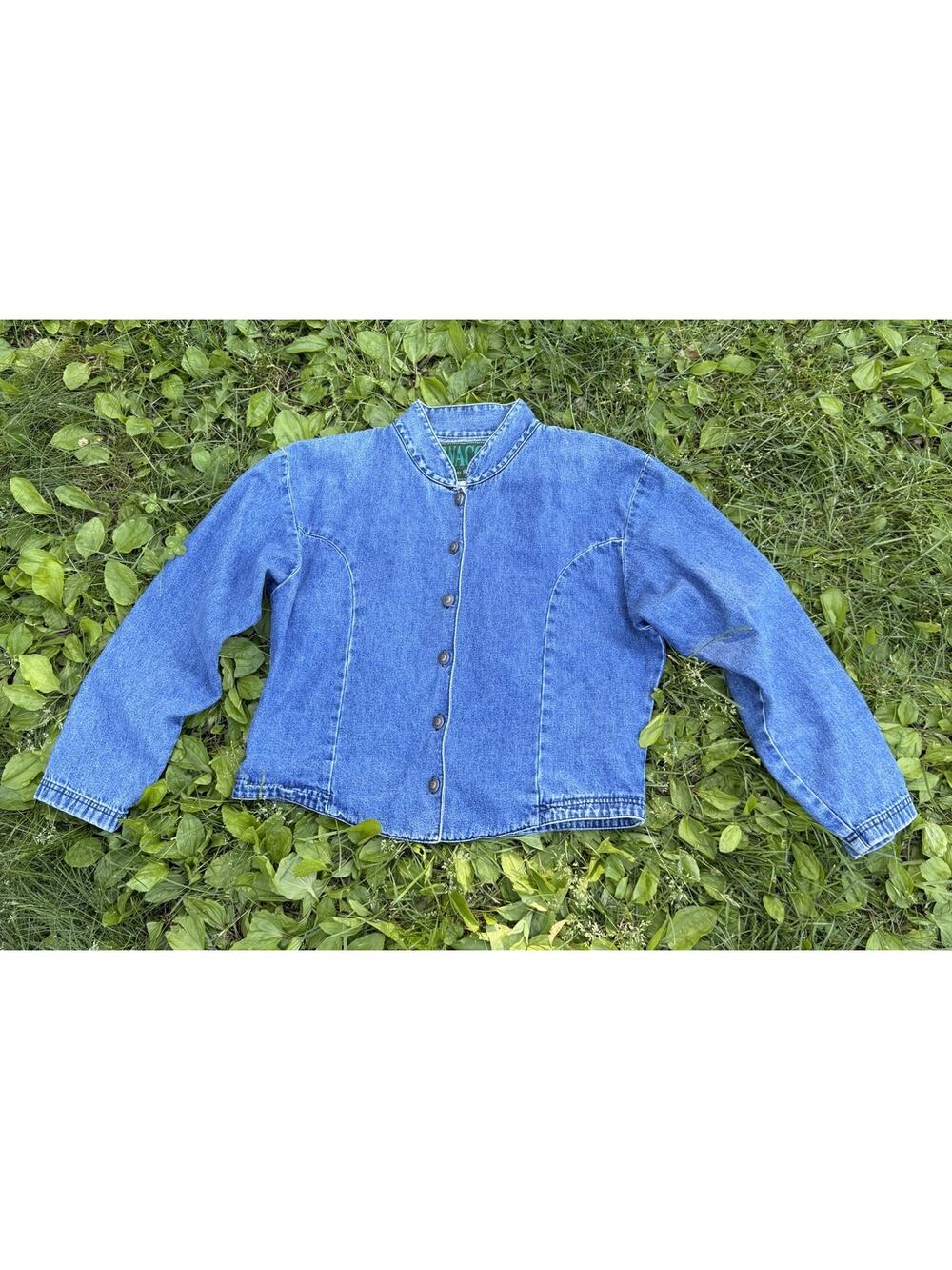 Vintage 90s Waco Denim Jacket Womens Size 12 Acid Wash Western Grunge Y2K Cotton